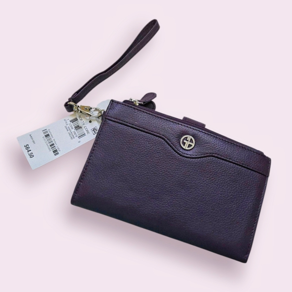 Giani Bernini Dark Purple Wallet with Wrist Strap. NWT.